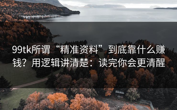 99tk所谓“精准资料”到底靠什么赚钱？用逻辑讲清楚：读完你会更清醒