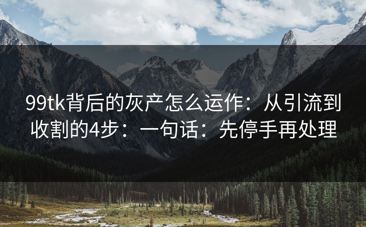 99tk背后的灰产怎么运作：从引流到收割的4步：一句话：先停手再处理